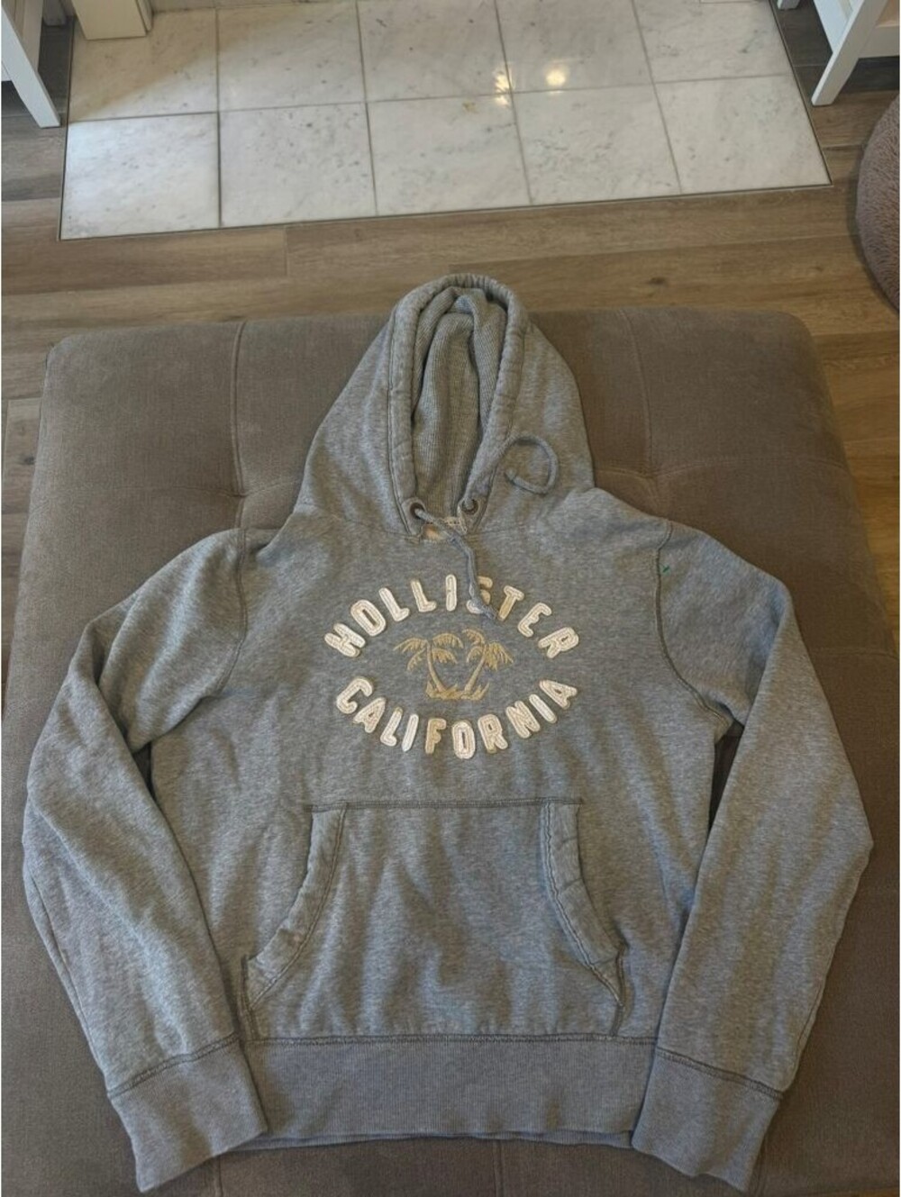 Hollister California Gray Pullover Hoodie Palm Tree Logo XL